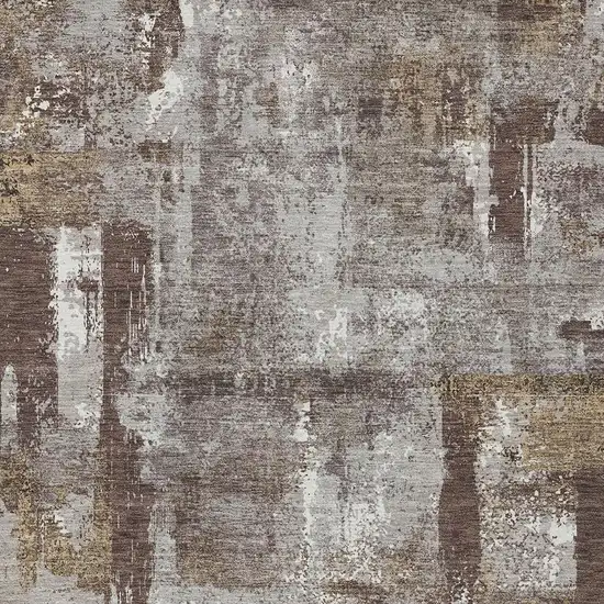 Chocolate And Ivory Abstract Washable Indoor Outdoor Area Rug Photo 5