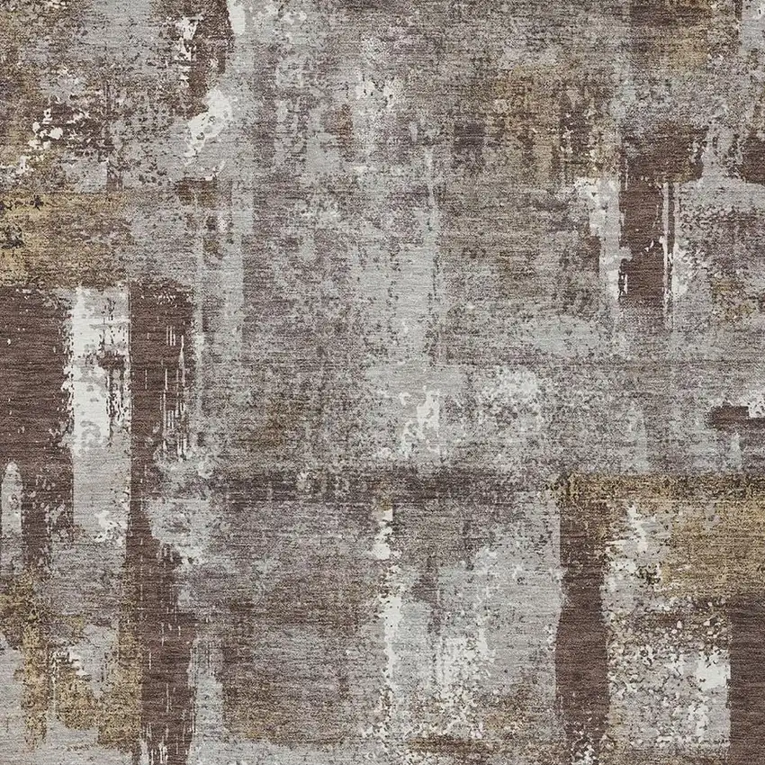 Chocolate And Ivory Abstract Washable Indoor Outdoor Area Rug Photo 5