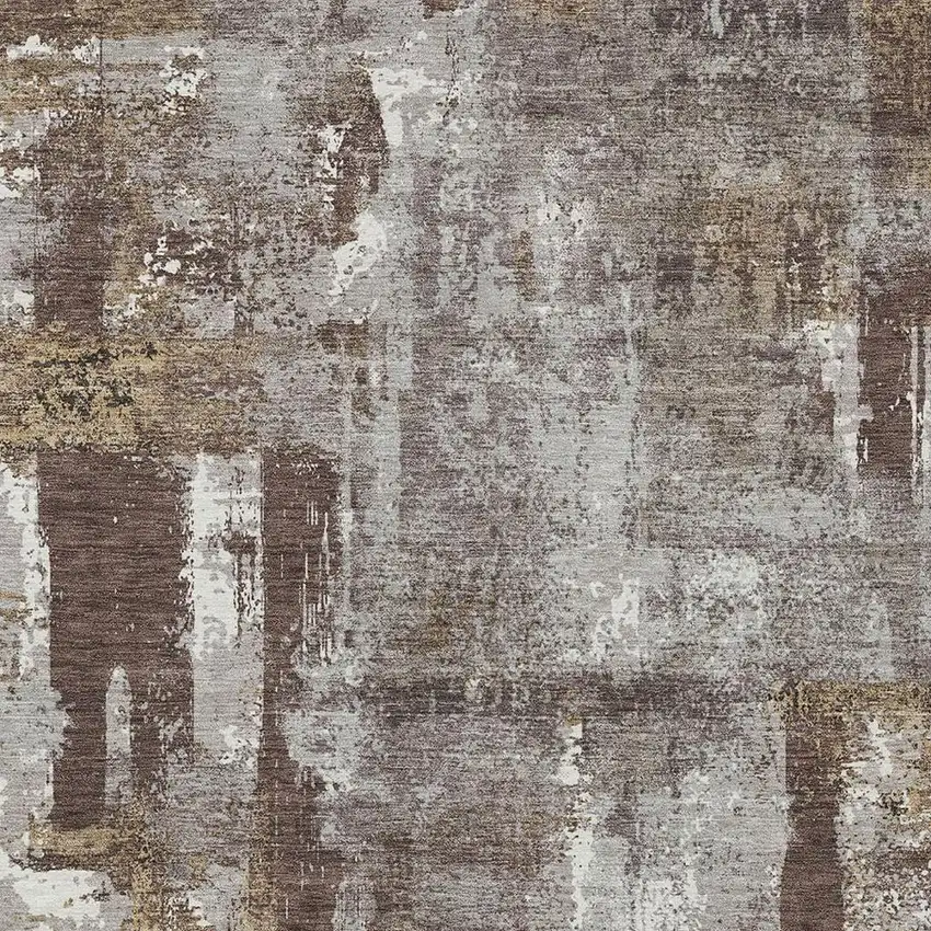 Chocolate And Ivory Abstract Washable Indoor Outdoor Area Rug Photo 3