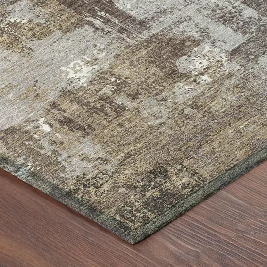 Chocolate And Ivory Abstract Washable Indoor Outdoor Area Rug Photo 7