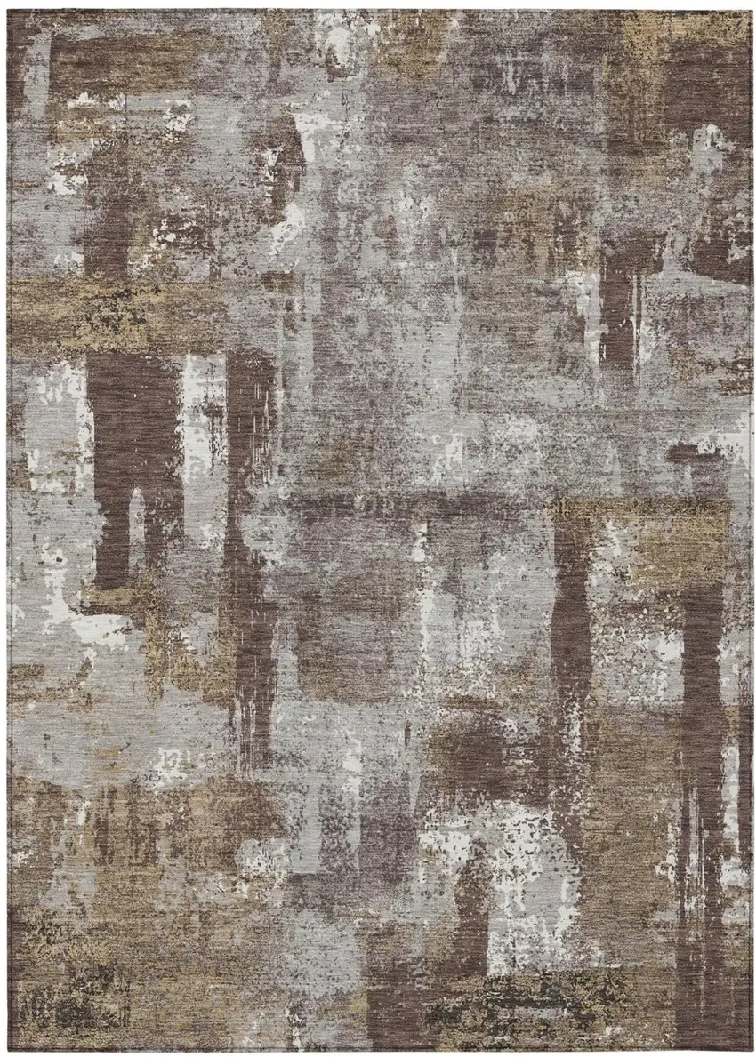 Chocolate And Ivory Abstract Washable Indoor Outdoor Area Rug Photo 2