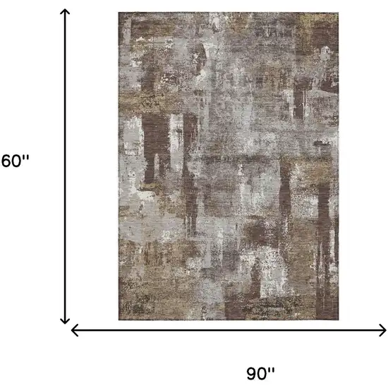 Chocolate And Ivory Abstract Washable Indoor Outdoor Area Rug Photo 9