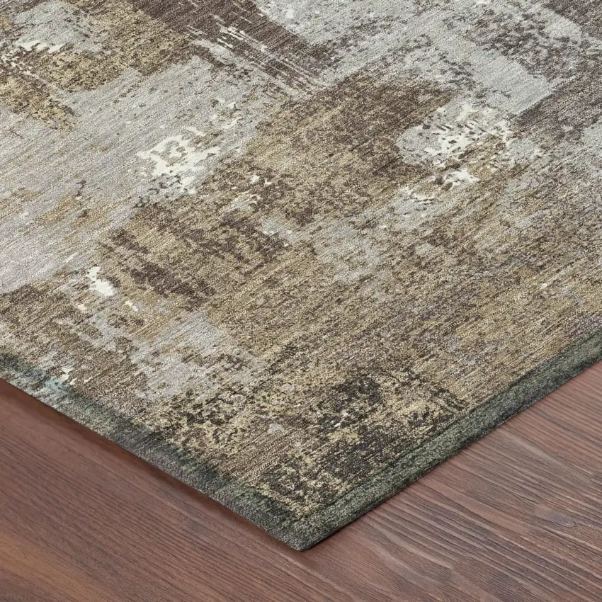 Chocolate And Ivory Abstract Washable Indoor Outdoor Area Rug Photo 7