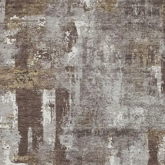 Chocolate And Ivory Abstract Washable Indoor Outdoor Area Rug Photo 5