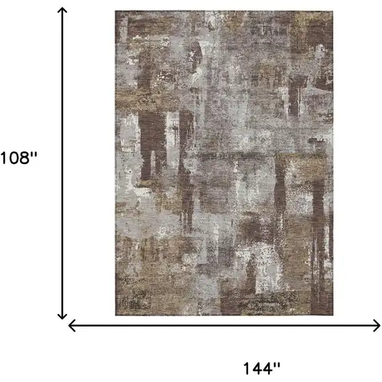 Chocolate And Ivory Abstract Washable Indoor Outdoor Area Rug Photo 9