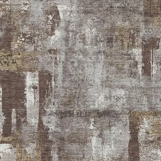 Chocolate And Ivory Abstract Washable Indoor Outdoor Area Rug Photo 3