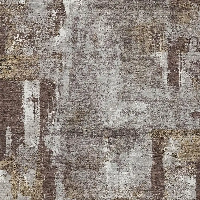 Chocolate And Ivory Abstract Washable Indoor Outdoor Area Rug Photo 5