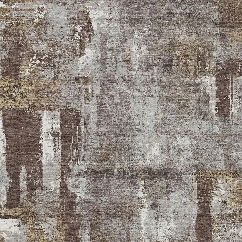 Chocolate And Ivory Abstract Washable Indoor Outdoor Area Rug Photo 5