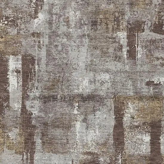 Chocolate And Ivory Abstract Washable Indoor Outdoor Area Rug Photo 4