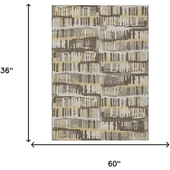 Chocolate And Ivory Abstract Washable Indoor Outdoor Area Rug Photo 9