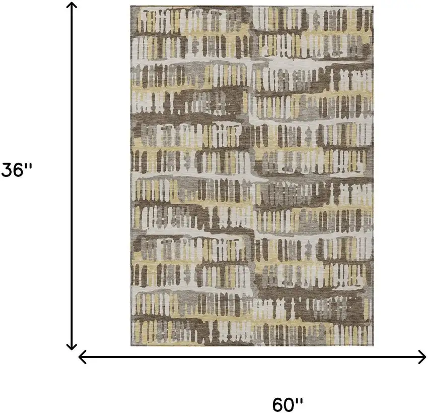 Chocolate And Ivory Abstract Washable Indoor Outdoor Area Rug Photo 9