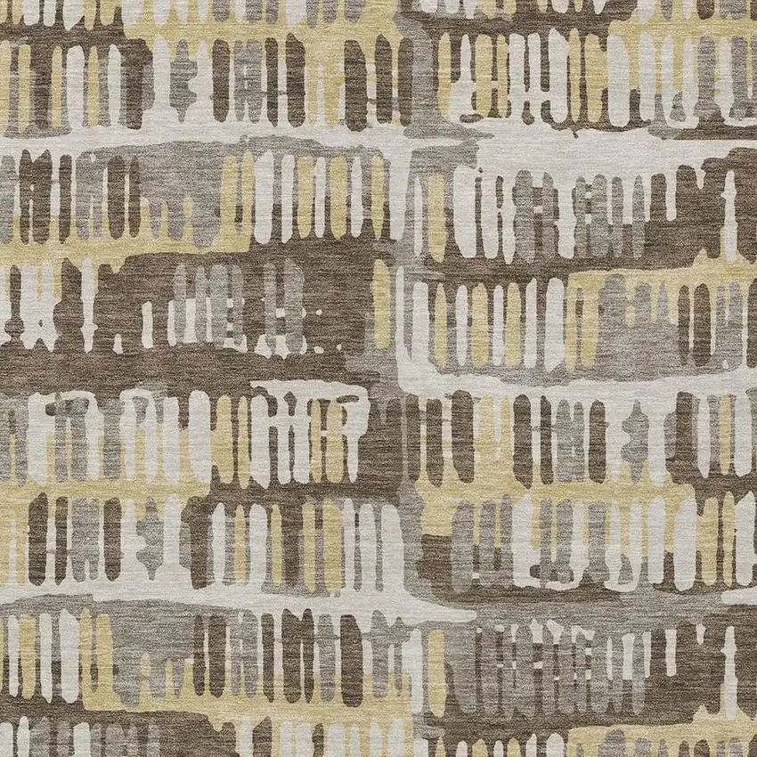 Chocolate And Ivory Abstract Washable Indoor Outdoor Area Rug Photo 5