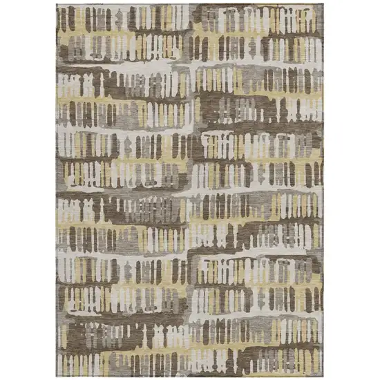Chocolate And Ivory Abstract Washable Indoor Outdoor Area Rug Photo 4