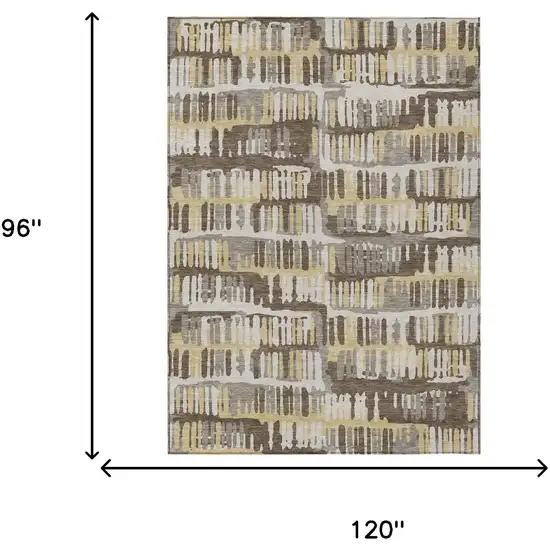 Chocolate And Ivory Abstract Washable Indoor Outdoor Area Rug Photo 9