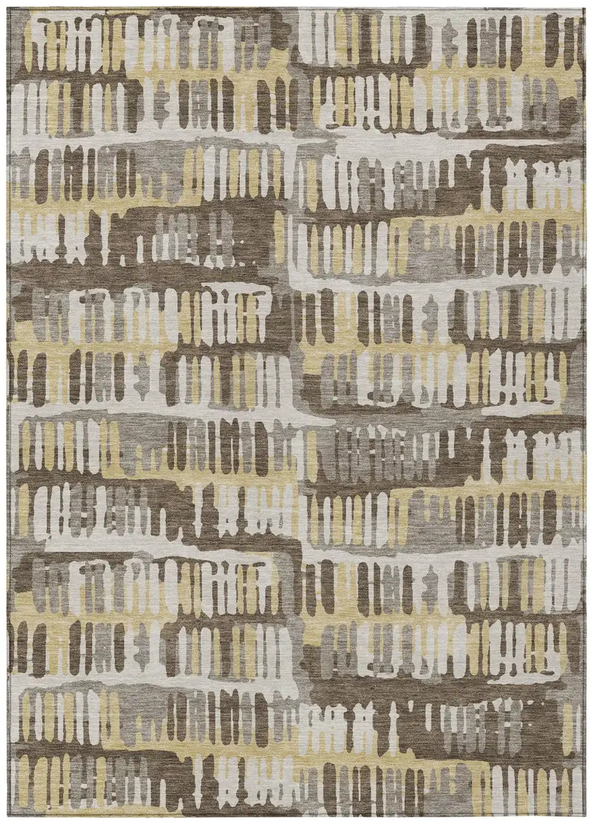 Chocolate And Ivory Abstract Washable Indoor Outdoor Area Rug Photo 2