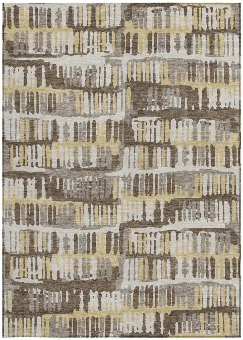Chocolate And Ivory Abstract Washable Indoor Outdoor Area Rug Photo 4