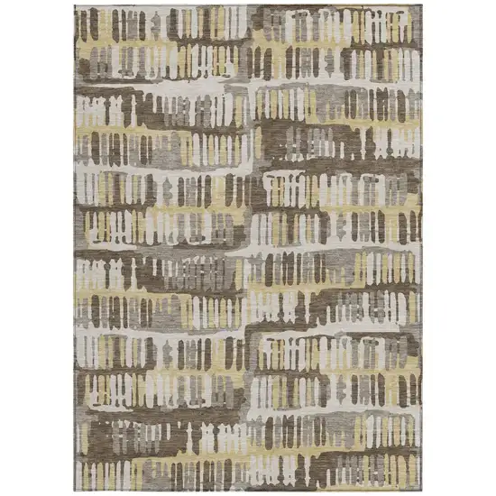 Chocolate And Ivory Abstract Washable Indoor Outdoor Area Rug Photo 3