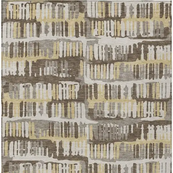 Chocolate And Ivory Abstract Washable Indoor Outdoor Area Rug Photo 5