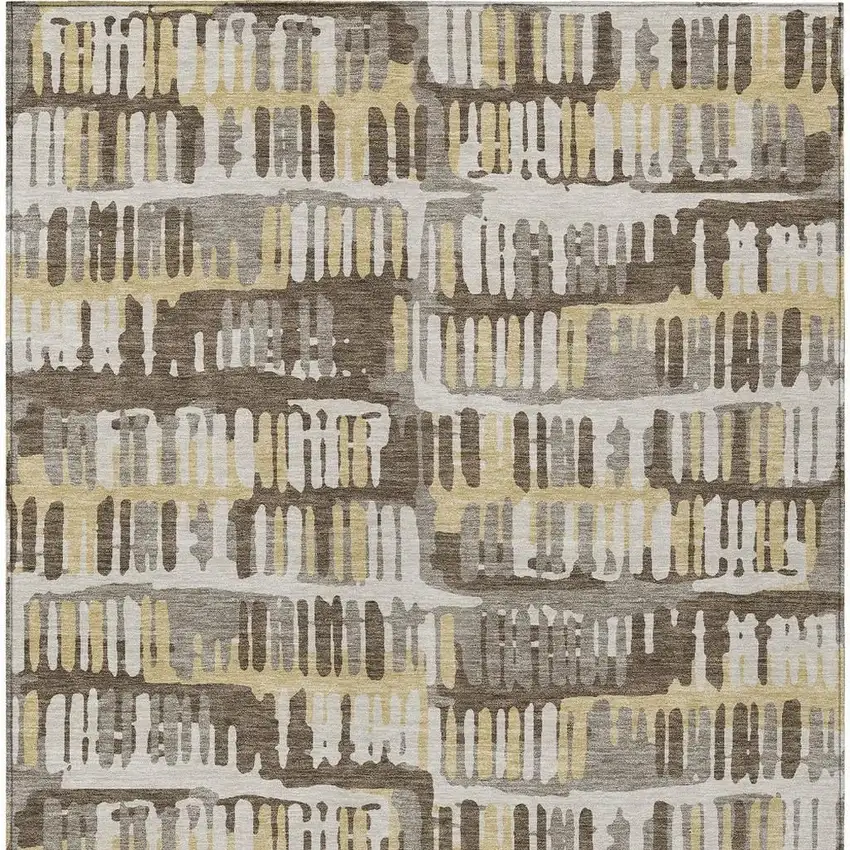 Chocolate And Ivory Abstract Washable Indoor Outdoor Area Rug Photo 5