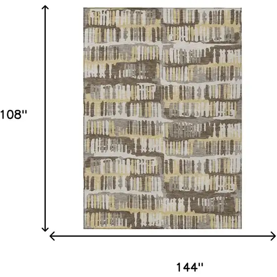 Chocolate And Ivory Abstract Washable Indoor Outdoor Area Rug Photo 8