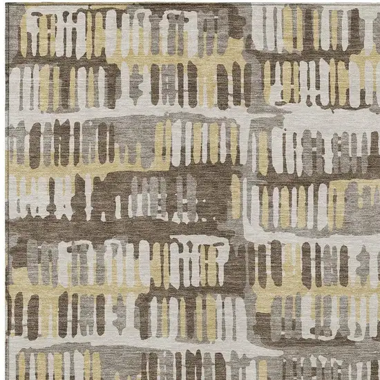 Chocolate And Ivory Abstract Washable Indoor Outdoor Area Rug Photo 4