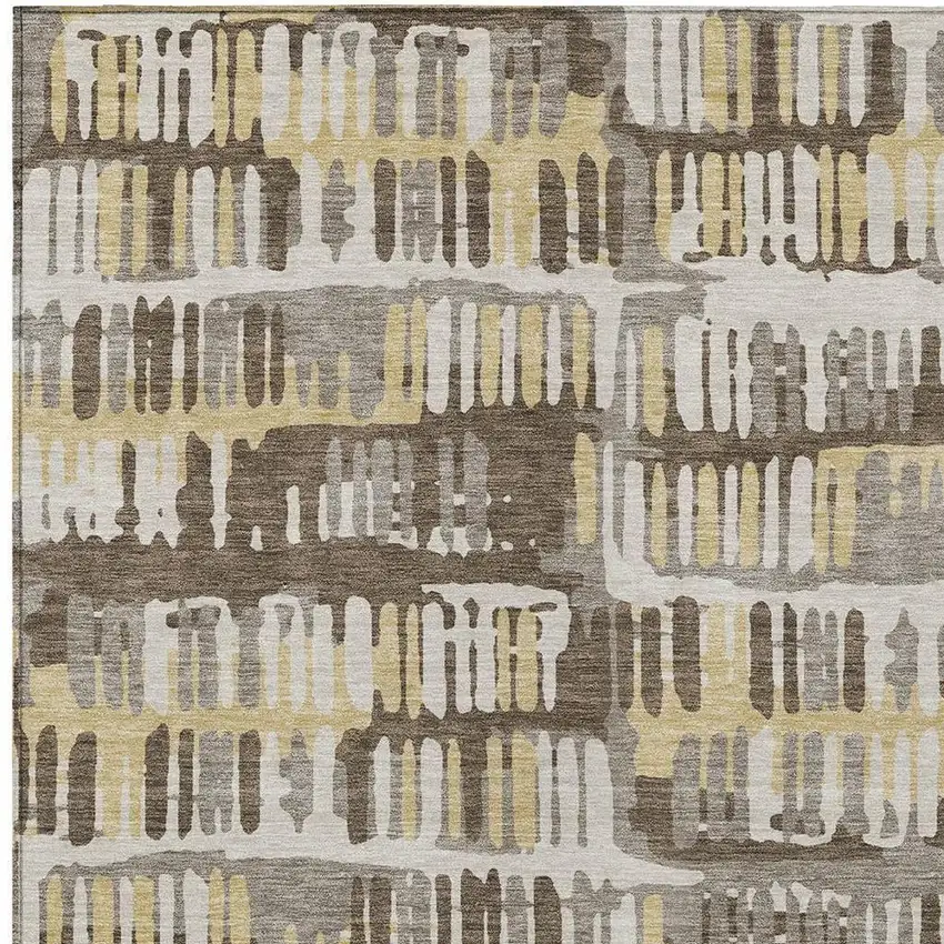 Chocolate And Ivory Abstract Washable Indoor Outdoor Area Rug Photo 4