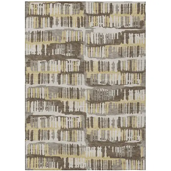 Chocolate And Ivory Abstract Washable Indoor Outdoor Area Rug Photo 2