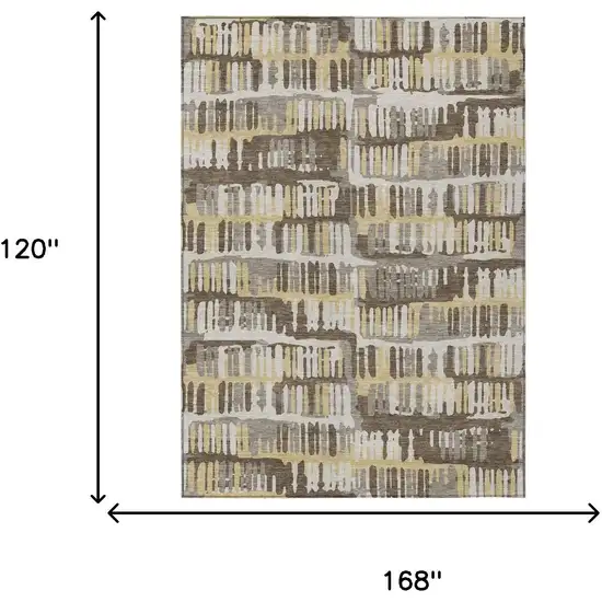 Chocolate And Ivory Abstract Washable Indoor Outdoor Area Rug Photo 9