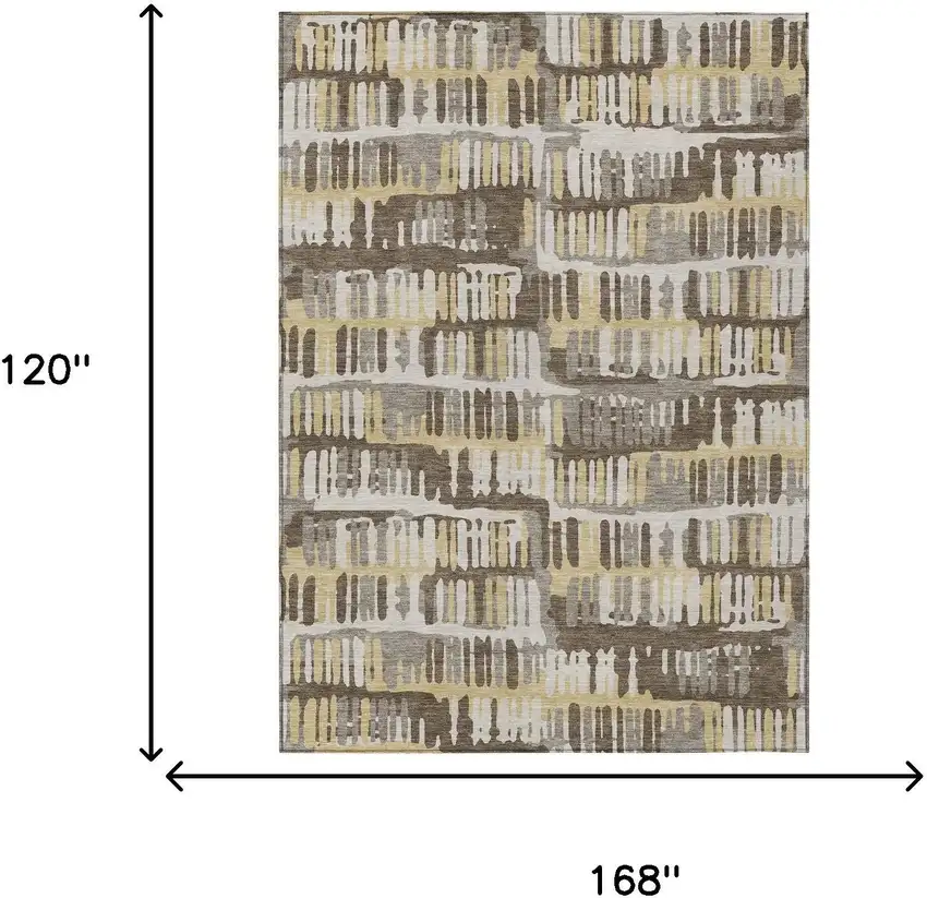Chocolate And Ivory Abstract Washable Indoor Outdoor Area Rug Photo 9
