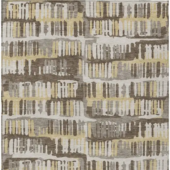 Chocolate And Ivory Abstract Washable Indoor Outdoor Area Rug Photo 4
