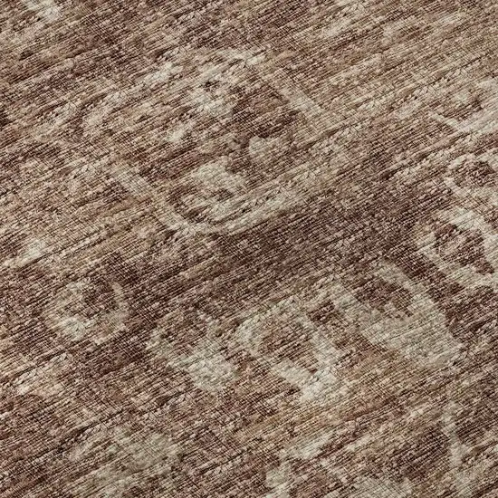 Chocolate And Ivory Damask Washable Indoor Outdoor Area Rug Photo 8