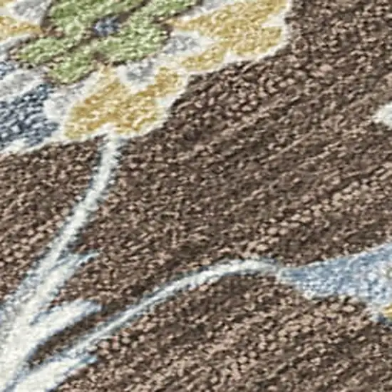 Chocolate And Ivory Floral Medallion Washable Indoor Outdoor Area Rug Photo 3