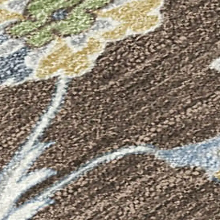 Chocolate And Ivory Floral Medallion Washable Indoor Outdoor Area Rug Photo 3