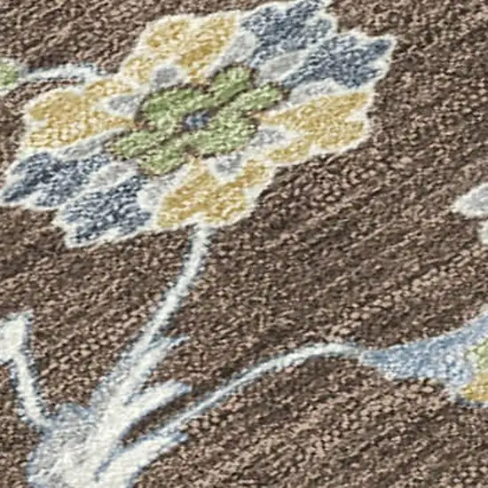 Chocolate And Ivory Floral Medallion Washable Indoor Outdoor Area Rug Photo 4