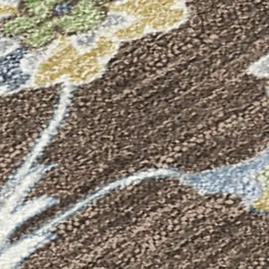 Chocolate And Ivory Floral Medallion Washable Indoor Outdoor Area Rug Photo 3