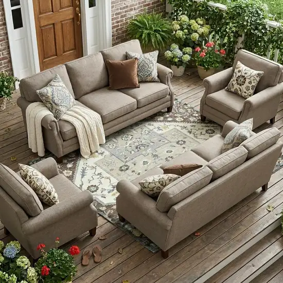 Chocolate And Ivory Floral Medallion Washable Indoor Outdoor Area Rug Photo 1