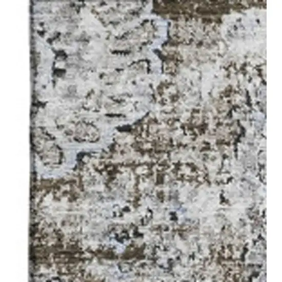 Chocolate And Ivory Floral Washable Area Rug With UV Protection Photo 3