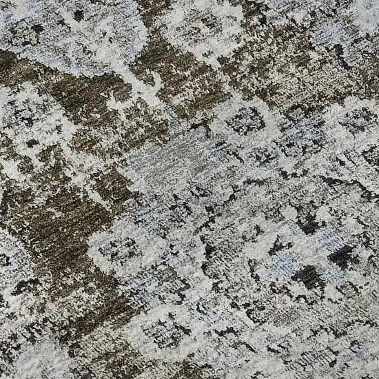 Chocolate And Ivory Floral Washable Area Rug With UV Protection Photo 9