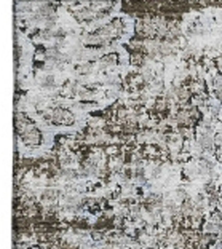 Chocolate And Ivory Floral Washable Area Rug With UV Protection Photo 2