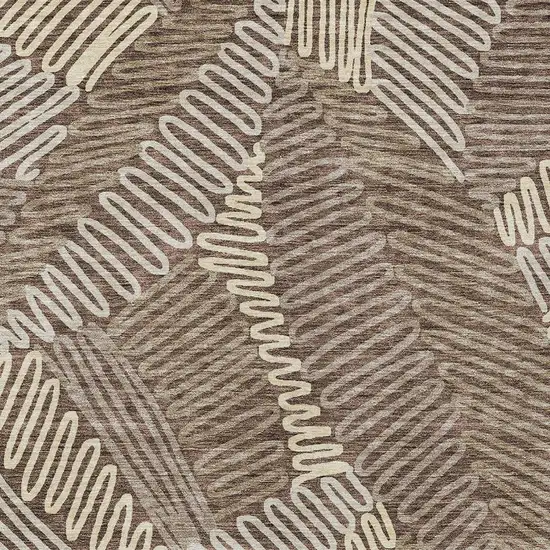 Chocolate And Ivory Floral Washable Indoor Outdoor Area Rug Photo 7