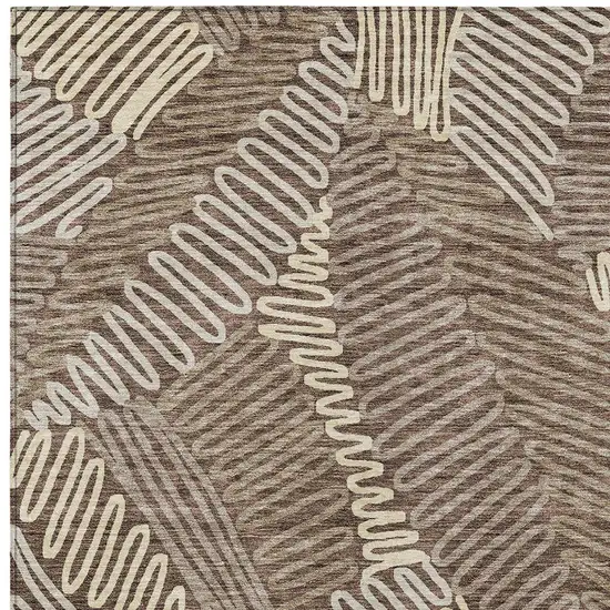 Chocolate And Ivory Floral Washable Indoor Outdoor Area Rug Photo 7