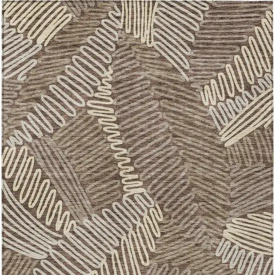 Chocolate And Ivory Floral Washable Indoor Outdoor Area Rug Photo 8