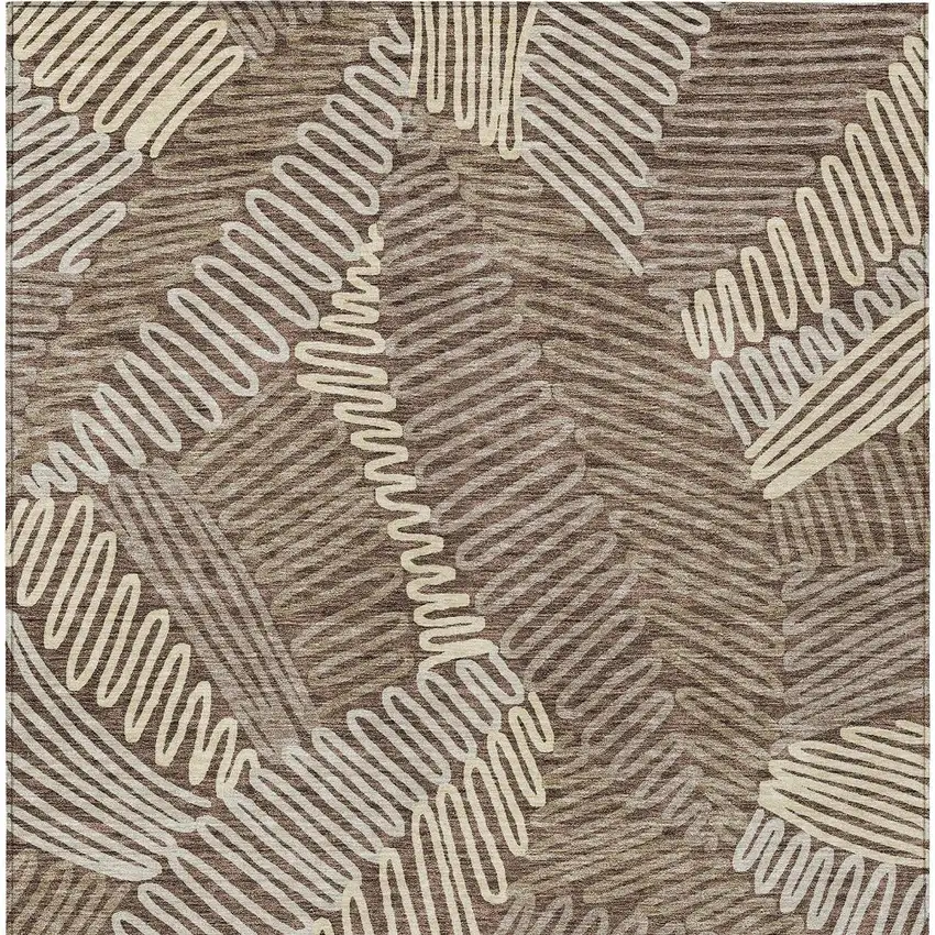 Chocolate And Ivory Floral Washable Indoor Outdoor Area Rug Photo 8