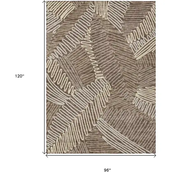 Chocolate And Ivory Floral Washable Indoor Outdoor Area Rug Photo 3