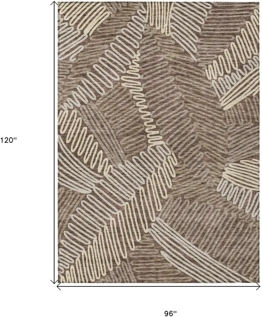 Chocolate And Ivory Floral Washable Indoor Outdoor Area Rug Photo 3