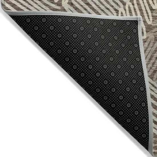 Chocolate And Ivory Floral Washable Indoor Outdoor Area Rug Photo 4