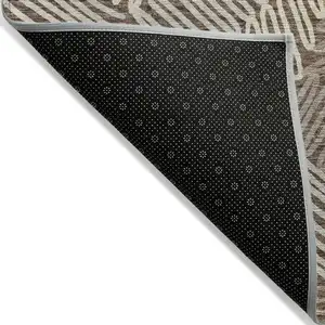 Photo of Chocolate And Ivory Floral Washable Indoor Outdoor Area Rug