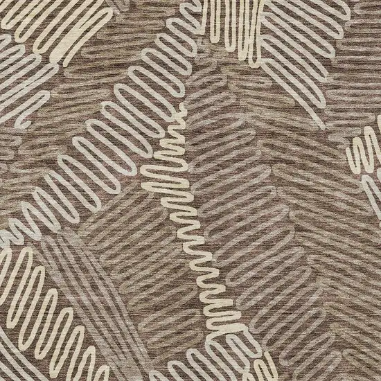 Chocolate And Ivory Floral Washable Indoor Outdoor Area Rug Photo 7