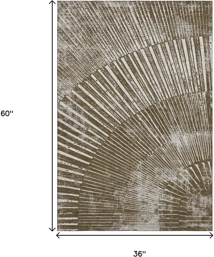 Chocolate And Ivory Geometric Washable Area Rug With UV Protection Photo 3