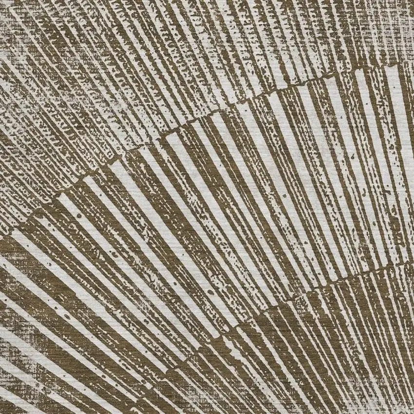 Chocolate And Ivory Geometric Washable Area Rug With UV Protection Photo 3